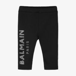 Balmain-Girls Black Logo Leggings | Childrensalon Outlet