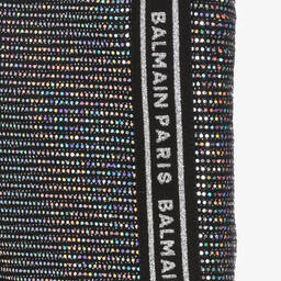 Balmain-Girls Black Sequinned Cycling Shorts | Childrensalon Outlet
