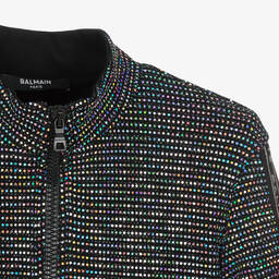 Balmain-Girls Black Sequinned Zip-Up Top | Childrensalon Outlet