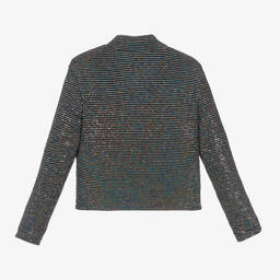 Balmain-Girls Black Sequinned Zip-Up Top | Childrensalon Outlet