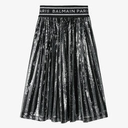 Balmain-Girls Black & Silver Sequin Skirt | Childrensalon Outlet