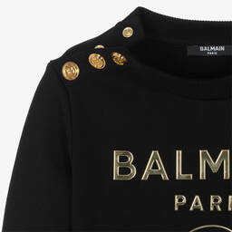 Balmain-Girls Black Sweatshirt Dress | Childrensalon Outlet
