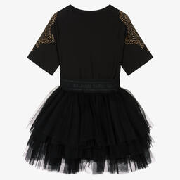 Balmain-Girls Black Tulle Dress  | Childrensalon Outlet