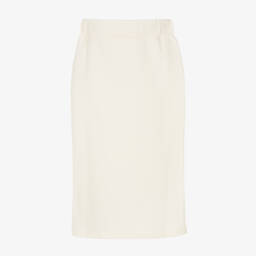 Balmain-Girls Ivory Midi Skirt with Buttons | Childrensalon Outlet