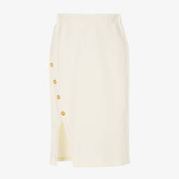 Balmain-Girls Ivory Midi Skirt with Buttons | Childrensalon Outlet