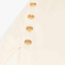Balmain-Girls Ivory Midi Skirt with Buttons | Childrensalon Outlet