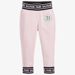 Balmain-Girls Pink Cotton Joggers | Childrensalon Outlet
