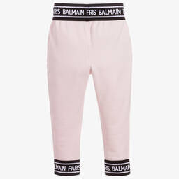 Balmain-Girls Pink Cotton Joggers | Childrensalon Outlet