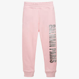 Balmain-Girls Pink Cotton Logo Joggers | Childrensalon Outlet