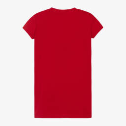 Balmain-Girls Scarlet Cotton Fringe Dress | Childrensalon Outlet