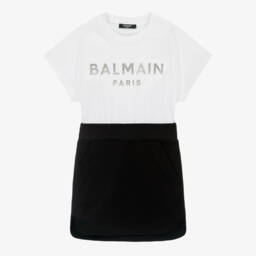 Balmain-Girls Two-Tone Cotton Jersey Dress | Childrensalon Outlet