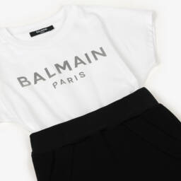 Balmain-Girls Two-Tone Cotton Jersey Dress | Childrensalon Outlet