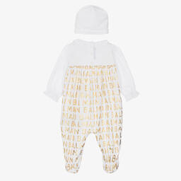 Balmain-Girls White Cotton Babygrow Gift Set | Childrensalon Outlet