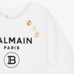 بالمان -سويتشيرت أطفال بناتي قطن لون أبيض | Childrensalon Outlet