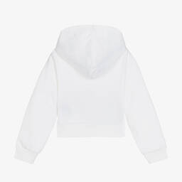 Balmain-Girls White Cropped Hoodie | Childrensalon Outlet