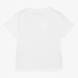 Balmain-Белая футболка с золотистым логотипом для девочек | Childrensalon Outlet