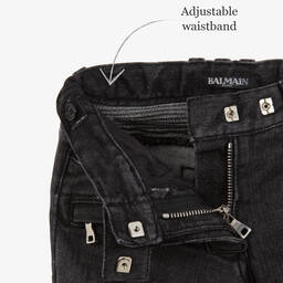 Balmain-Grey Biker Jeans | Childrensalon Outlet