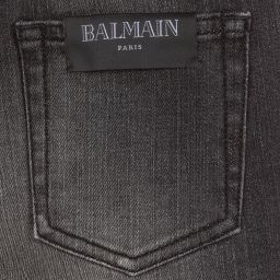 Balmain-Grey Biker Jeans | Childrensalon Outlet
