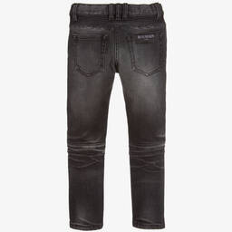 Balmain-Grey Biker Jeans | Childrensalon Outlet