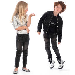 Balmain-Grey Biker Jeans | Childrensalon Outlet