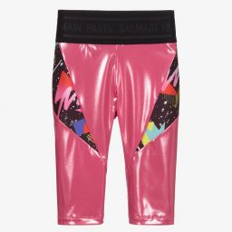 Balmain-Pink Graphic Cycling Shorts | Childrensalon Outlet
