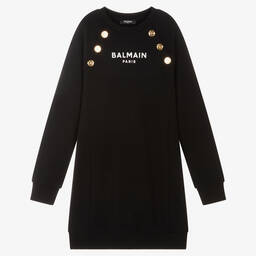Balmain-Черное платье с пуговицами для подростков | Childrensalon Outlet