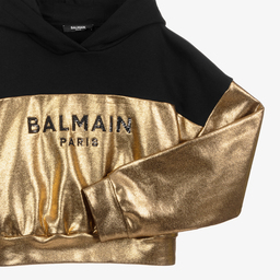 Balmain-Teen Black & Gold Hoodie  | Childrensalon Outlet