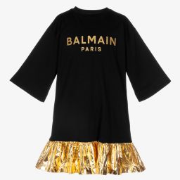 Balmain-Черно-золотистое платье для подростков | Childrensalon Outlet