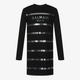 Balmain-Teen Black Logo Dress | Childrensalon Outlet