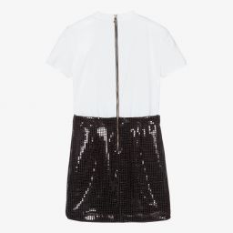 Balmain-Teen Black & White Logo Dress | Childrensalon Outlet