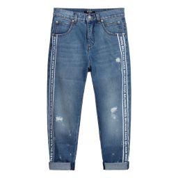 Balmain-Teen Blue Logo Denim Jeans | Childrensalon Outlet