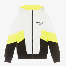 Balmain-Teen Boys White Zip-Up Hoodie | Childrensalon Outlet