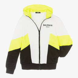 Balmain-Teen Boys White Zip-Up Hoodie | Childrensalon Outlet