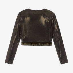 Balmain-Черно-золотистый кроп-топ с блестками | Childrensalon Outlet