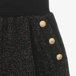 Balmain-Teen Girls Black & Gold Wool Shorts | Childrensalon Outlet