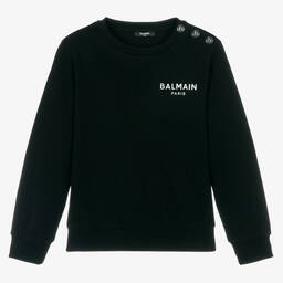 Balmain-Teen Girls Black Monogram Sweatshirt | Childrensalon Outlet