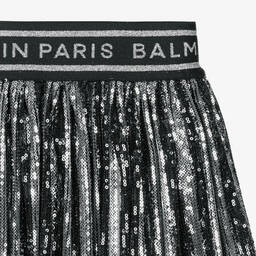 Balmain-Серебристо-черная юбка с пайетками | Childrensalon Outlet