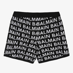 Balmain-Teen Girls Black & White Jacquard Shorts | Childrensalon Outlet