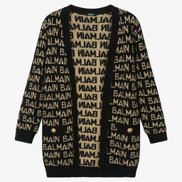 Balmain-Teen Girls Black Wool & Cashmere Cardigan | Childrensalon Outlet