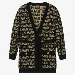 Balmain-Teen Girls Black Wool & Cashmere Cardigan | Childrensalon Outlet