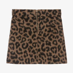 Balmain-Teen Girls Brown Leopard Print Skirt | Childrensalon Outlet