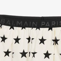 Balmain-Teen Girls Ivory Cotton Star Print Shorts | Childrensalon Outlet