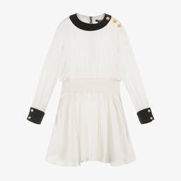 Balmain-Teen Girls Ivory Silk Dress | Childrensalon Outlet