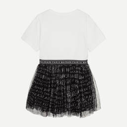 Balmain-Teen Girls White & Black Logo Dress | Childrensalon Outlet