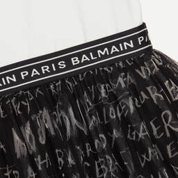Balmain-Teen Girls White & Black Logo Dress | Childrensalon Outlet