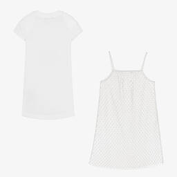 Balmain-Teen Girls White Cotton & Tulle Dress  | Childrensalon Outlet