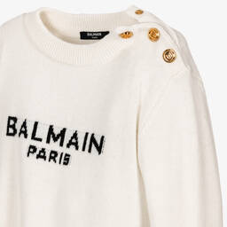 Balmain-Кремовый шерстяной джемпер для подростков | Childrensalon Outlet