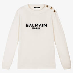 Balmain-Кремовый шерстяной джемпер для подростков | Childrensalon Outlet