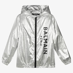 Balmain-Серебристая куртка на молнии для подростков | Childrensalon Outlet