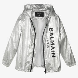 Balmain-Серебристая куртка на молнии для подростков | Childrensalon Outlet